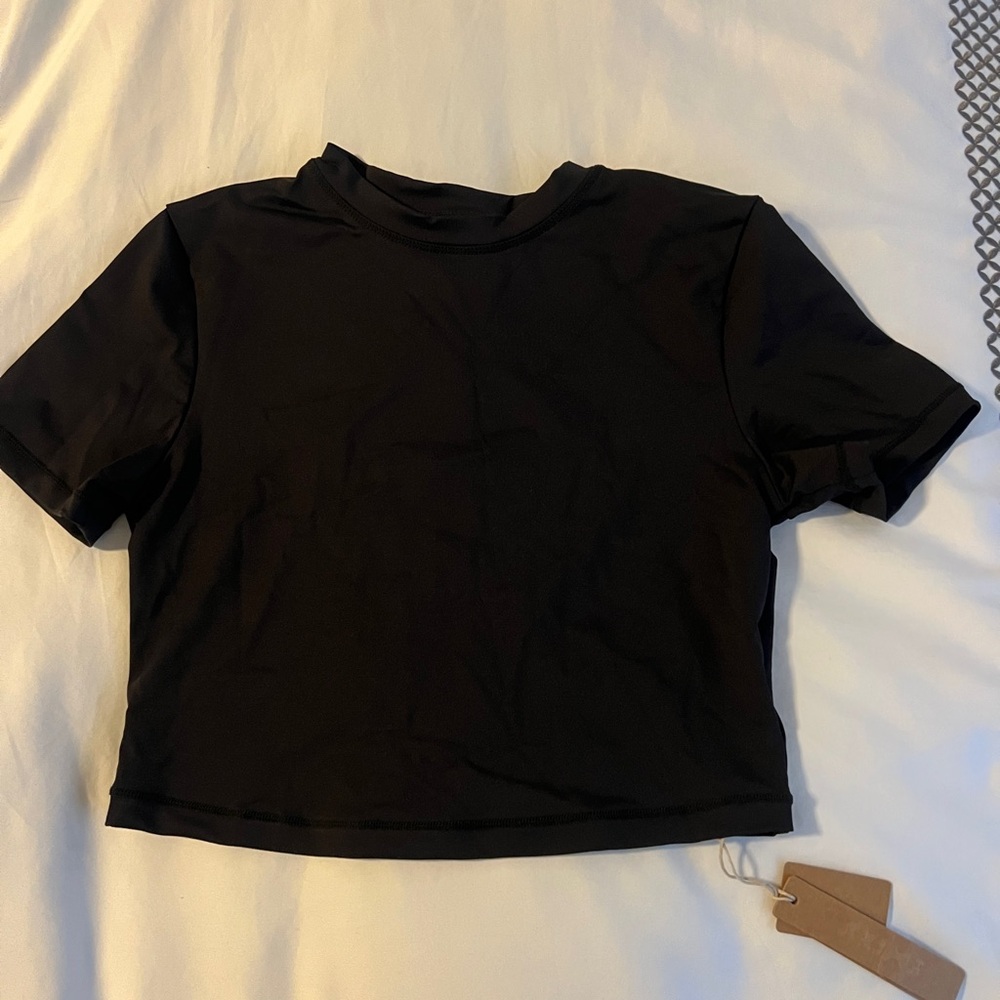 SKIMS Black Short Sleeve Crop Top